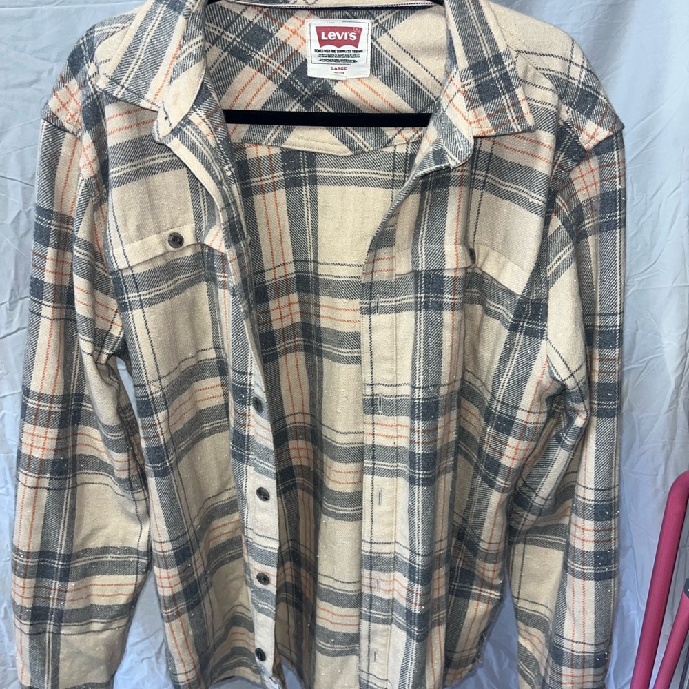 Levi's Beige Plaid Button-Up Shirt